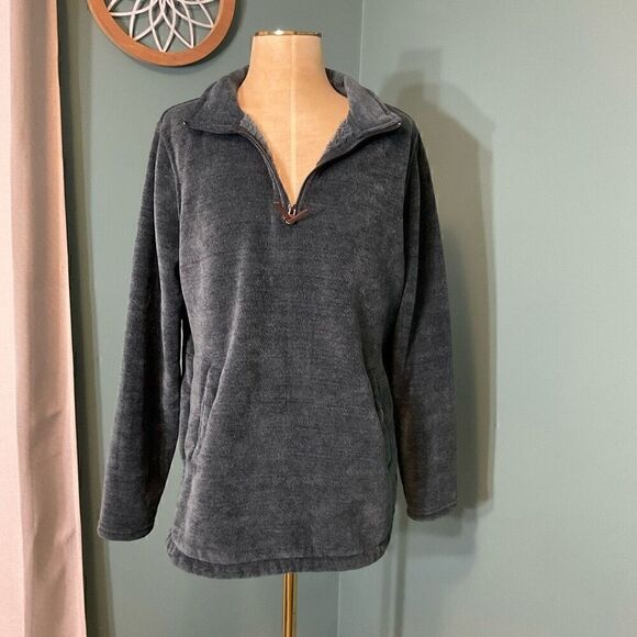 32 Degrees Heat Womens Mock Neck Fleece 1/4 Zip Pullover Sweater Teal Large NWOT - Picture 8 of 13